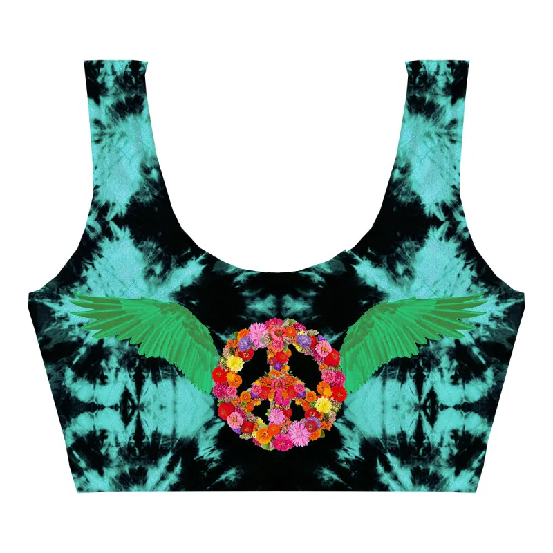 Peace Wings Green Crop Top