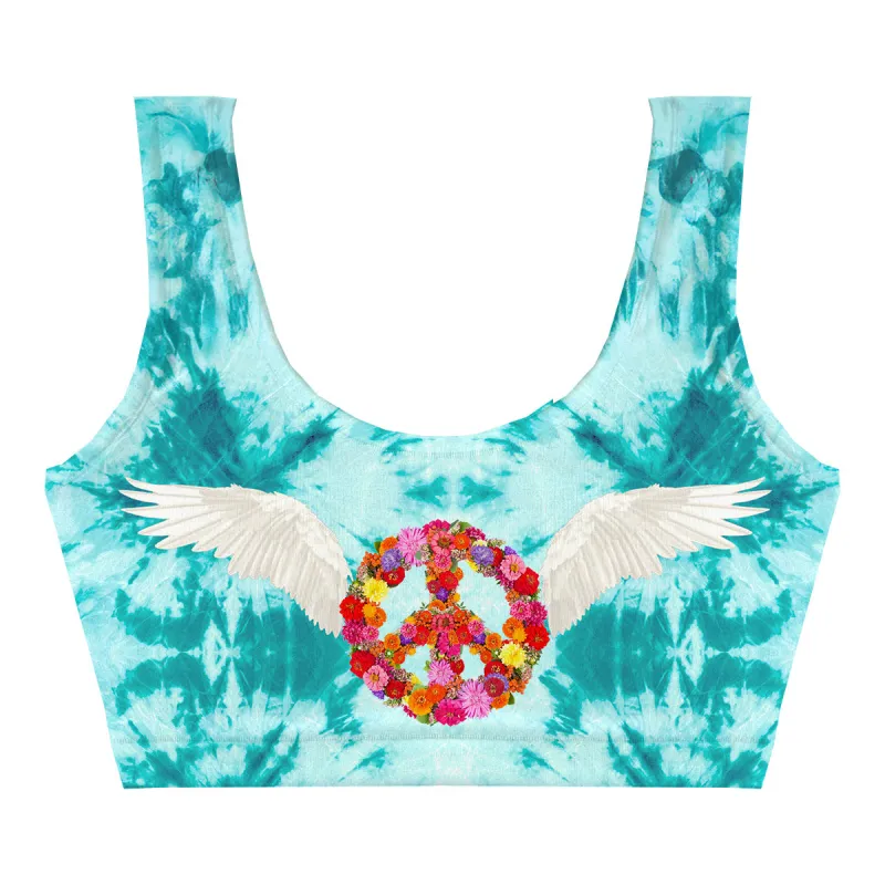 Peace Wings Turquoise Crop Top
