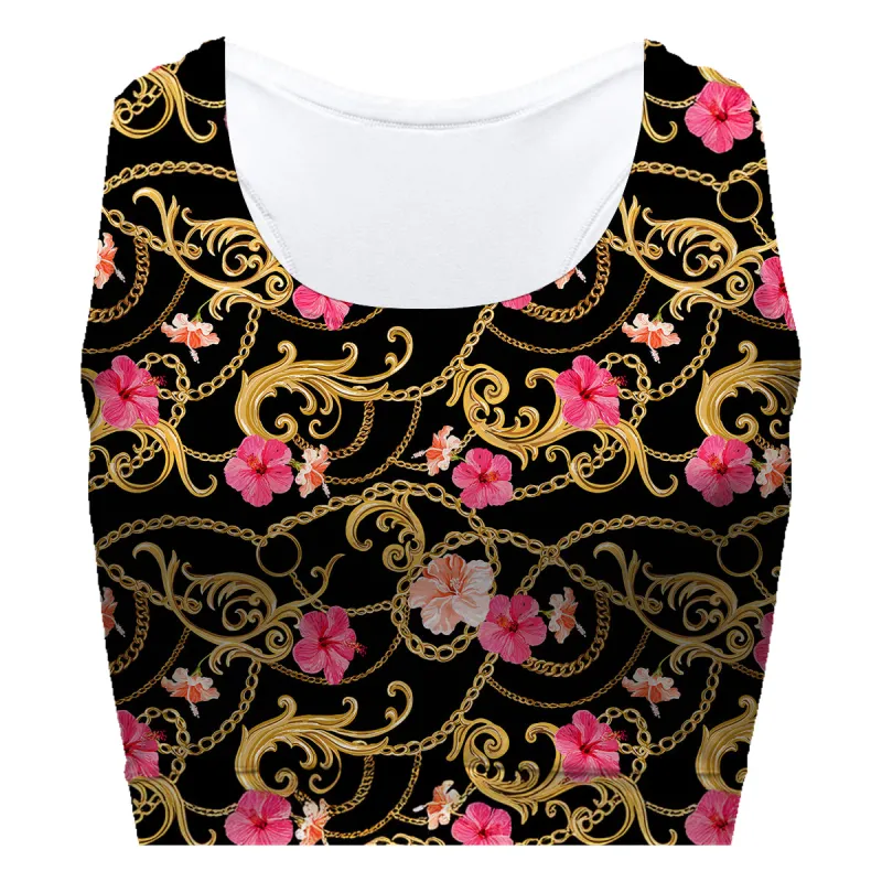 Flower Gold Chain Sport Bra