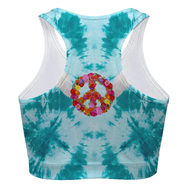 Peace Wings Turquoise Sport Bra
