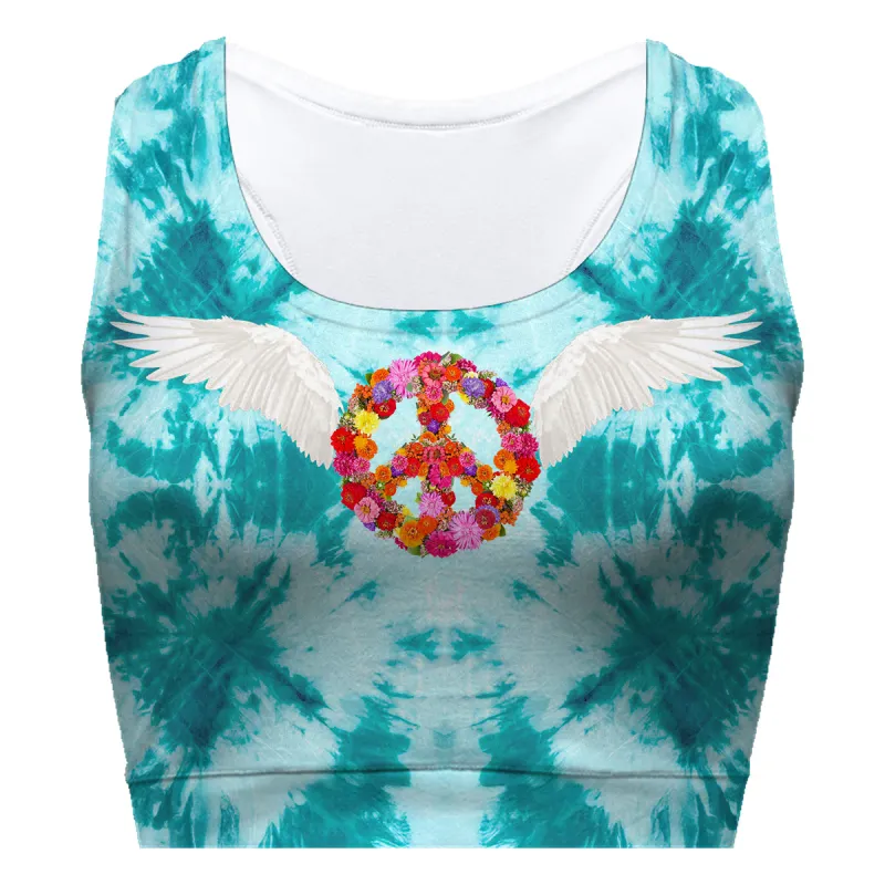 Peace Wings Turquoise Sport Bra