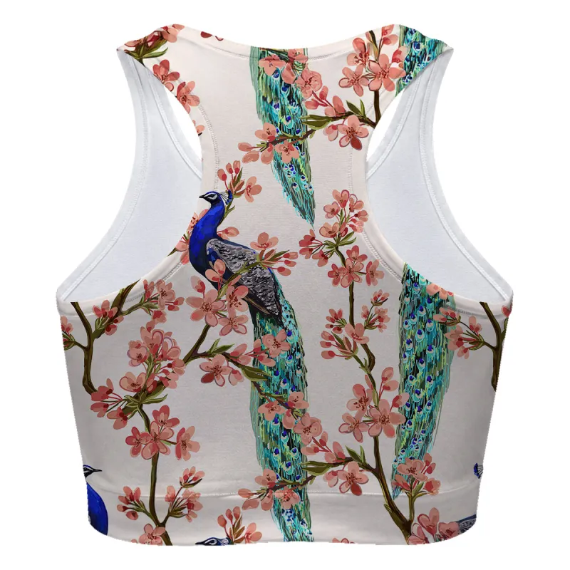 Peacocks In Love Sport Bra