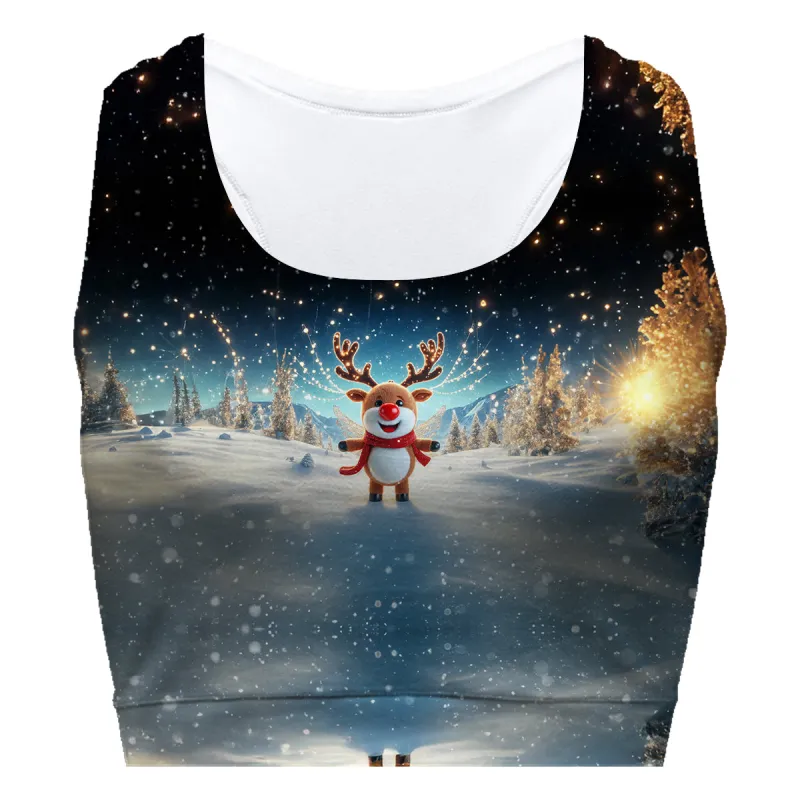 Snowy Reindeer Sport Bra