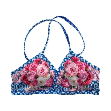 Batik Blue Flowers Top Cross